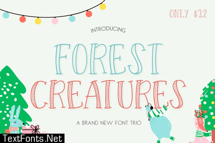 Forest Creatures Font Trio