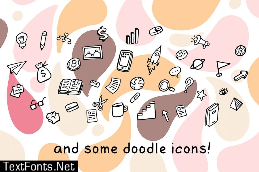 Innocent scribbler | font with doodle icons