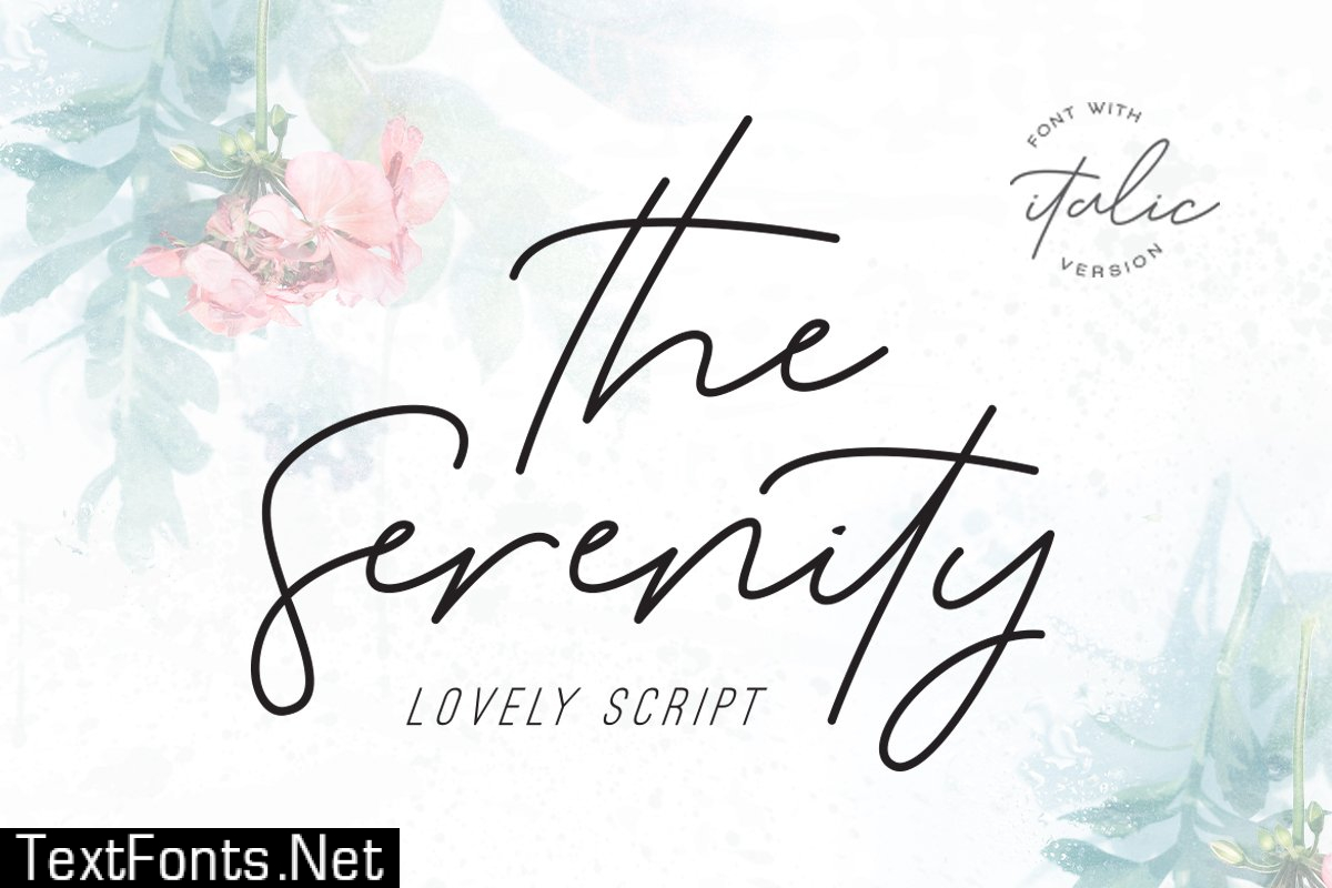 Serenity Font Duo Slanted Script / Serenity Font Duo | Webfont & Desktop font | MyFonts : Complete family of 8 fonts: