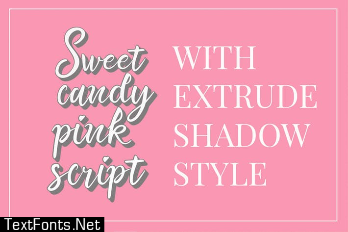 Extrude Sweet Candy Pink Script (2 layered)