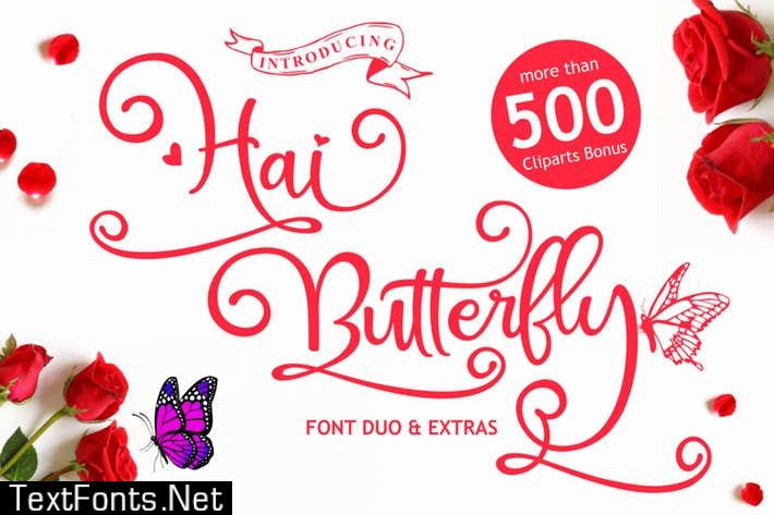 Hai Butterly - Font Duo Extras