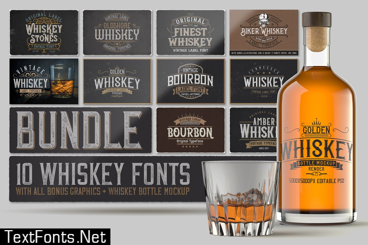 Whiskey Fonts Bundle 4577974