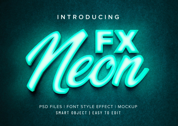 3d Neon Font Style Effect Mockup