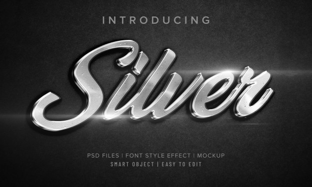 3d Silver Font Style Effect Mockup