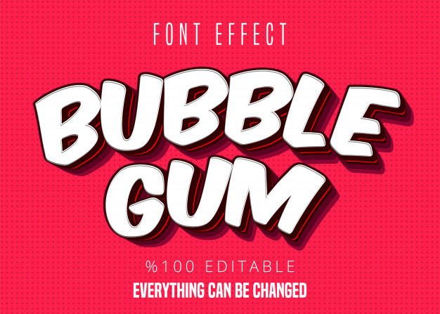 Download Bubble Gum Text Editable Font Effect