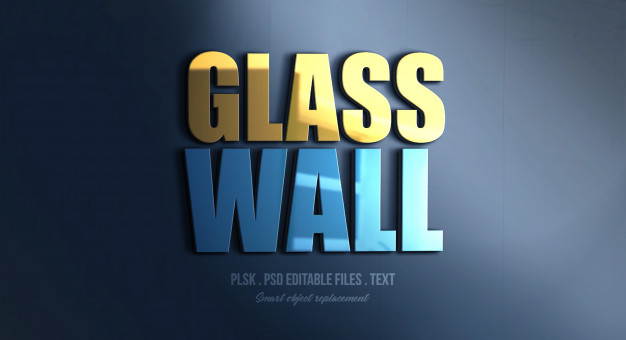 Download Glass Wall 3d Text Style Effect Mockup