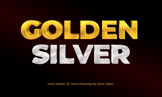 Download Gold And Silver 3d Text Style Mockup Premium Psd