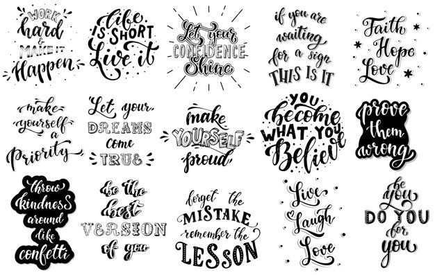 Set Of Hand Lettering Inspirational Quotes