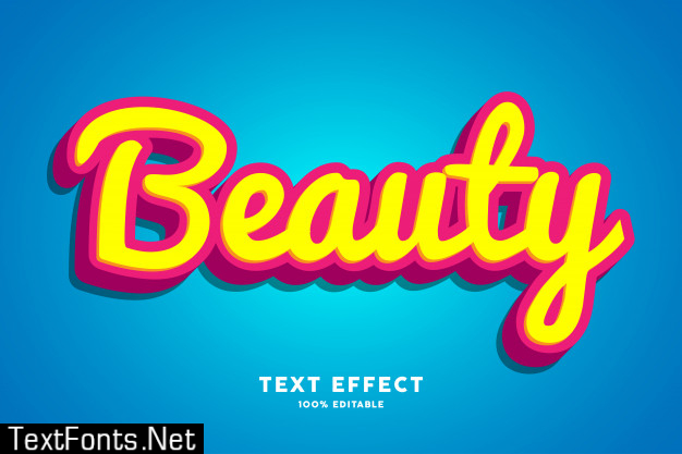 3d beauty red yellow font effect