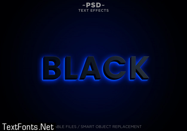 3d black blue neon effects editable text