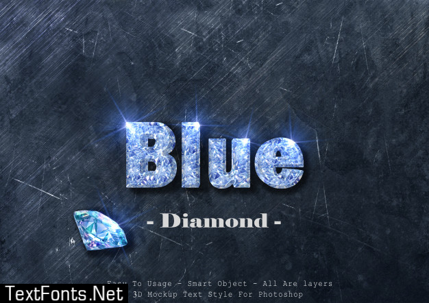 3d blue diamond text style effect