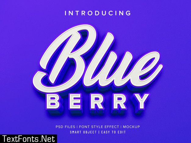 3d blueberry font style effect mockup