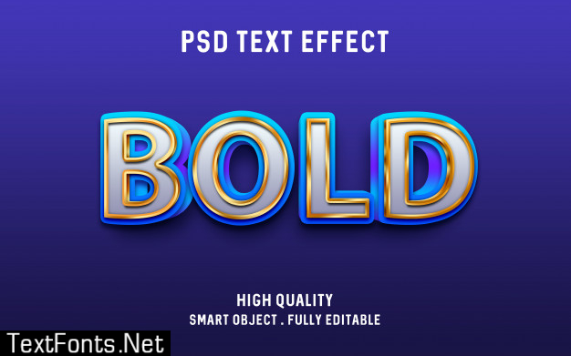 3d bold blue with gold outline text effect