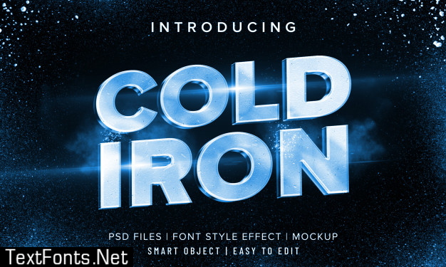 3d cold iron font style effect mockup