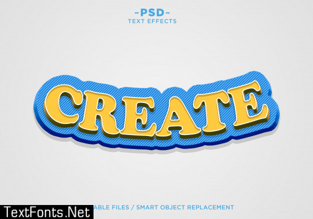 3d create blue yellow effect editable text