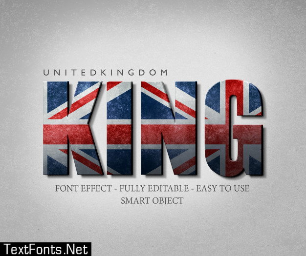 3d effect font united kingdom flag