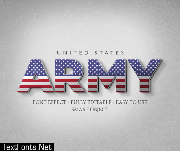 3d font effect america usa flag