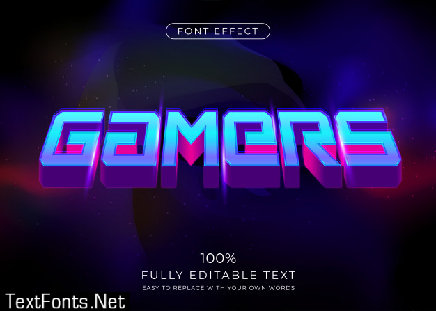 3d futuristic gamers text effect. editable font style