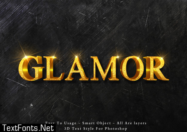 3d glamour gold text effect