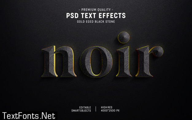 3d gold edge stone text effect style