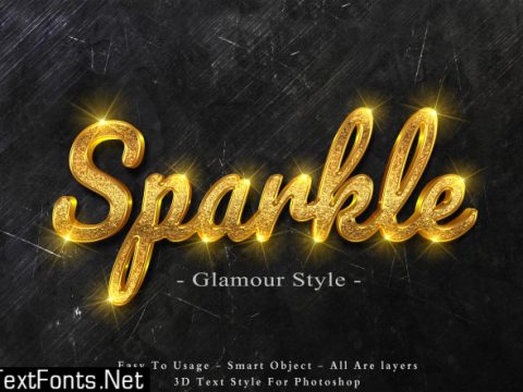 3d gold sparkle text style effect Premium Psd