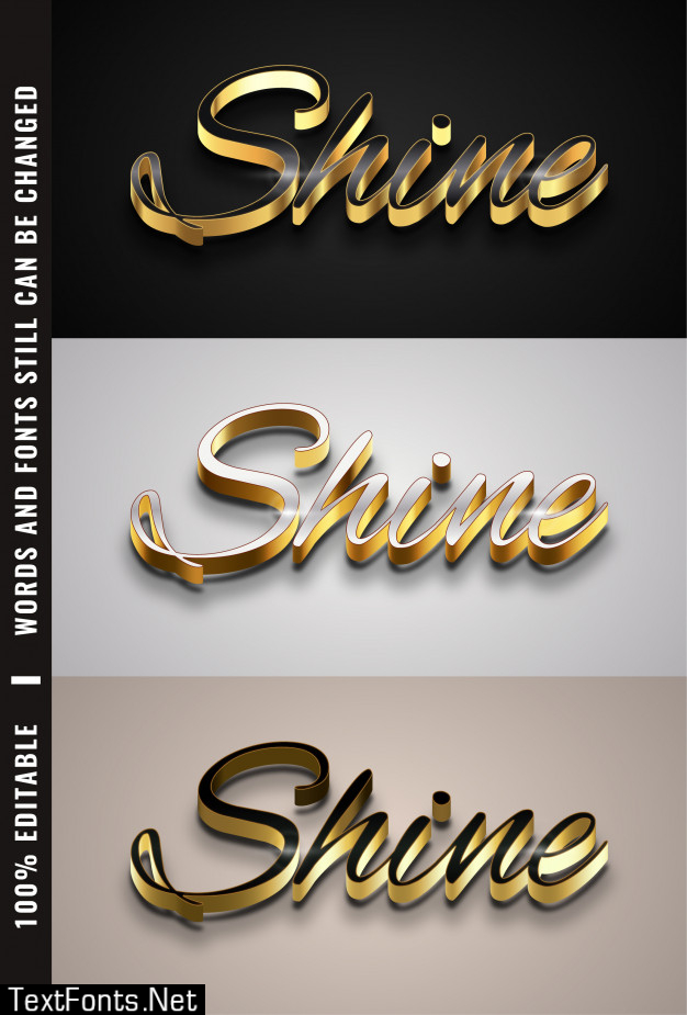 3d golden effects editable text