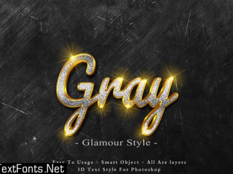 3d gray glamour text style effect