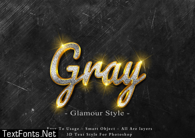 3d gray glamour text style effect