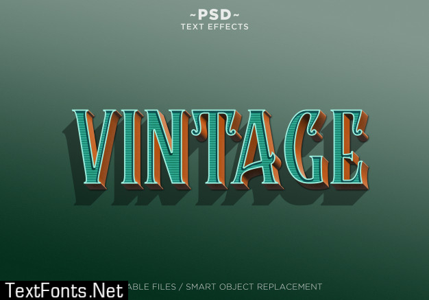 3d green orange vintage effect editable text