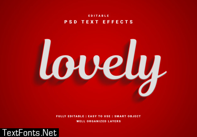 3d lovely red text effect