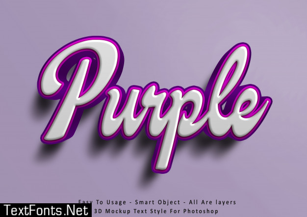 3d mockup purple text style effect