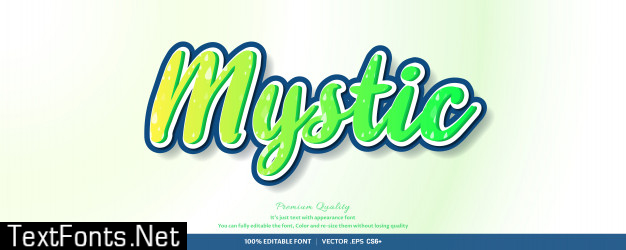 3d mystic, script style, editable font effect