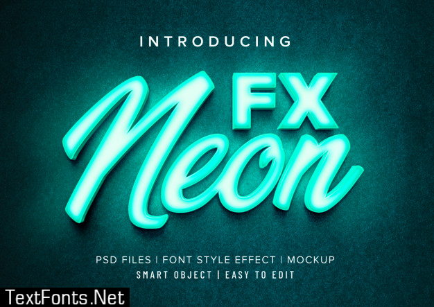 3d neon font style effect mockup