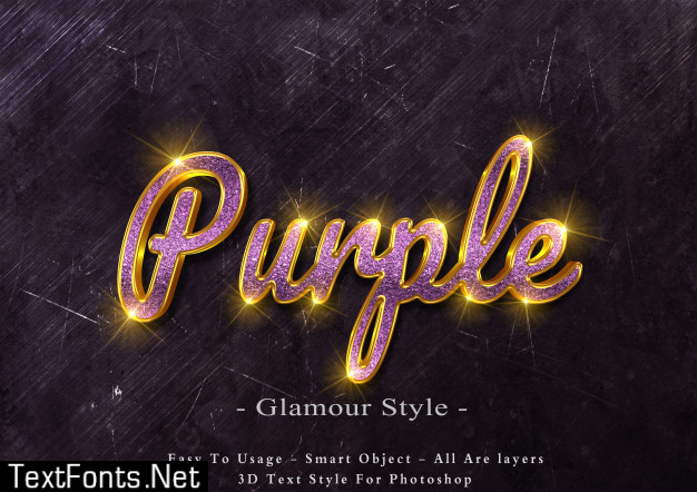 3d purple glamour text style effect