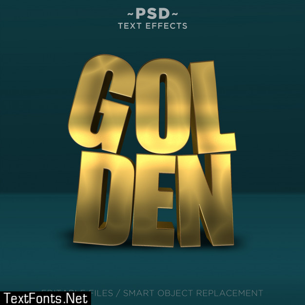 3d realistic golden effects editable text