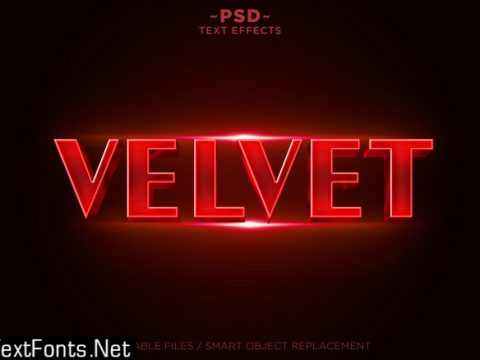 3d red velvet effects editable text Premium Psd