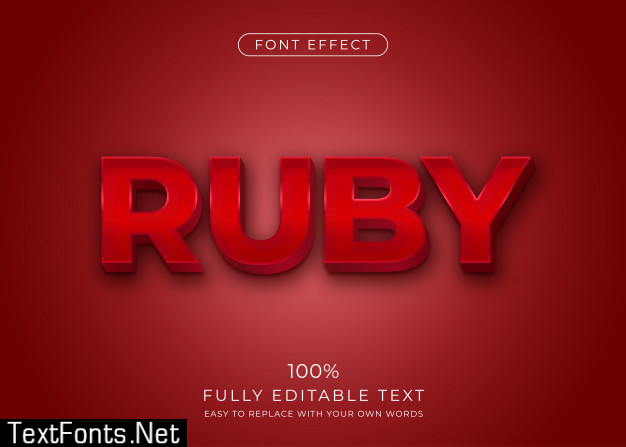 3d ruby red text effect. editable font style