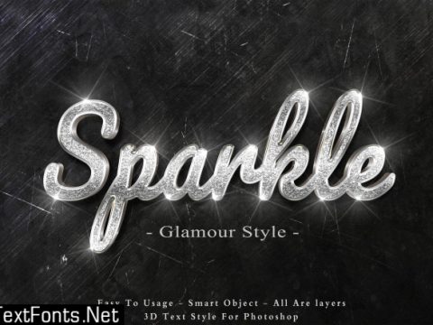 3d silver sparkle text style effect