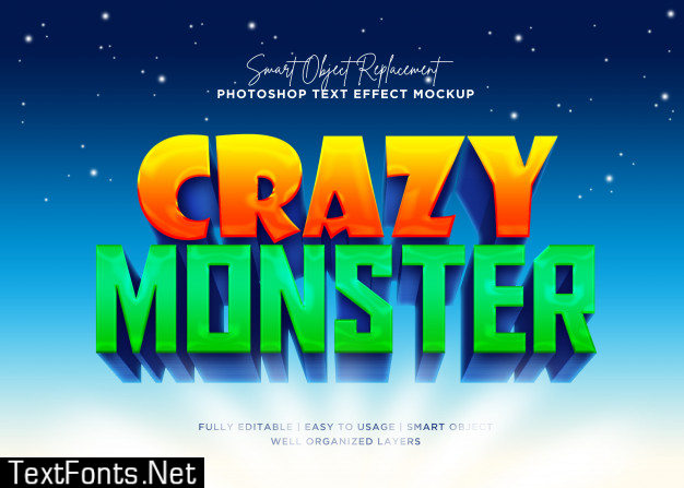 3d style crazy monster text effect