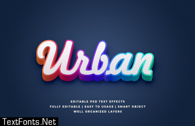 3d white gradient urban text style effect