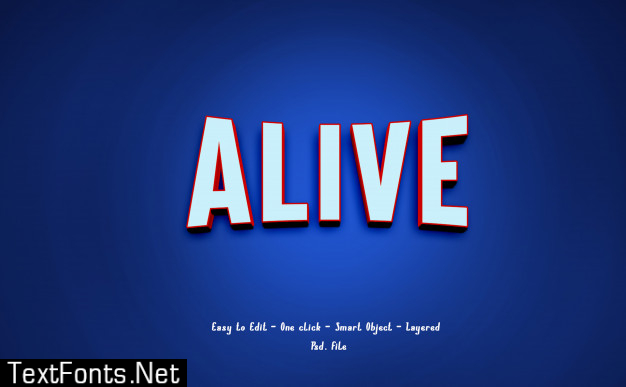 Alive 3d text effect modern style on blue