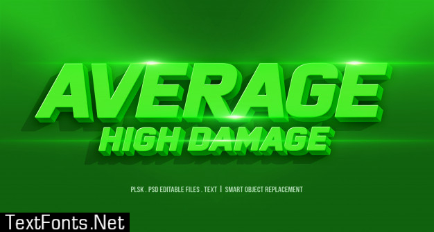 Average high damage 3d text style effect