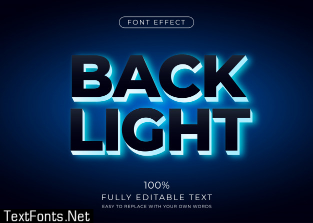 Back light text effect. editable font style