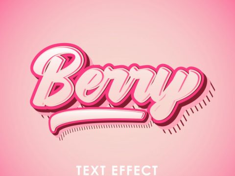 Berry letter premium text effect with pink theme and 3d design and pattern