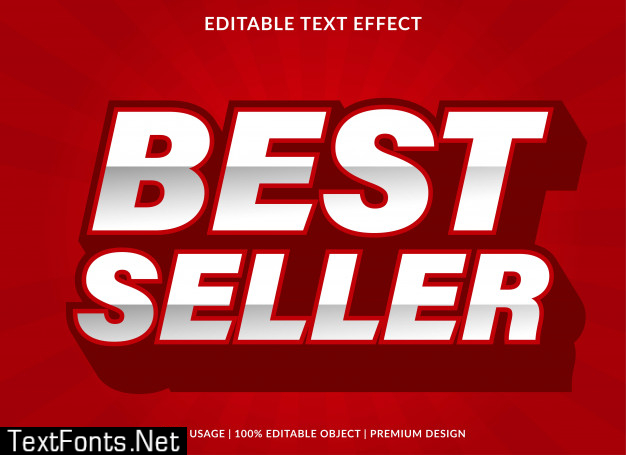 Best seller text effect template with 3d bold style