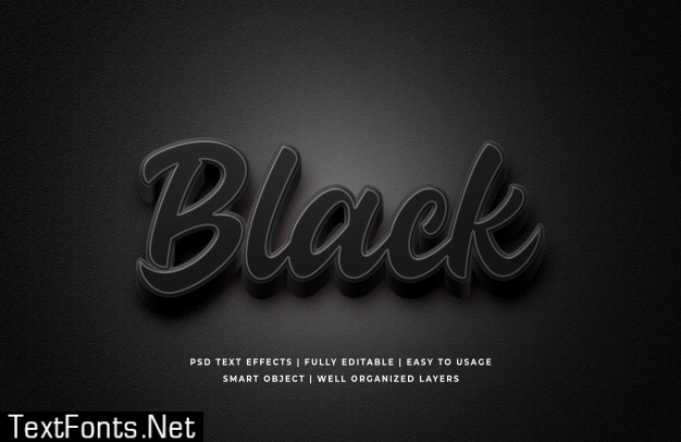 Black 3d text style effect