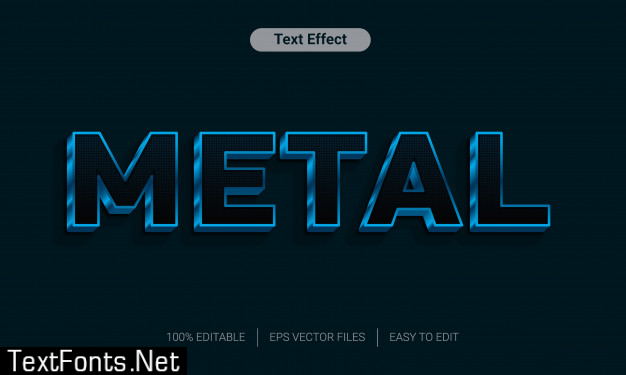 Black blue metal chrome 3d text style effect