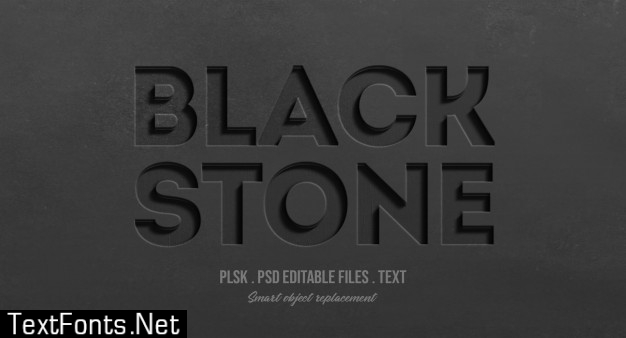 Black stone 3d text style effect mockup