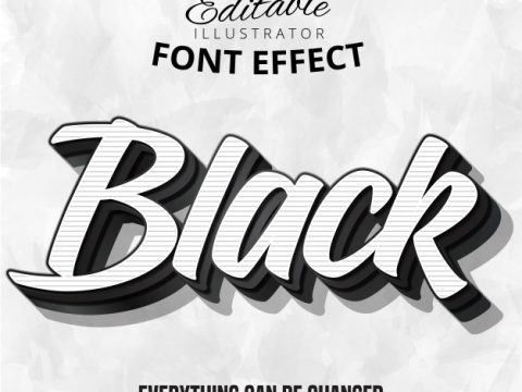 Black text, editable font effect