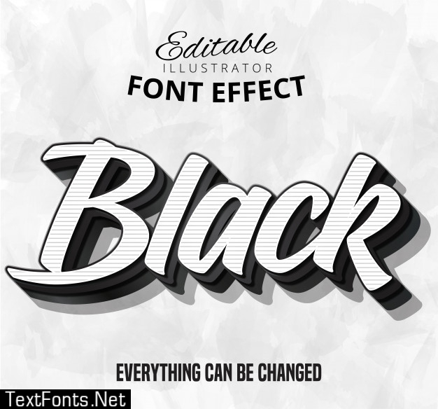 Black text, editable font effect